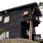 japans hout zwart gebrand